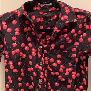 J.Crew cherry print popover shirt sz 0